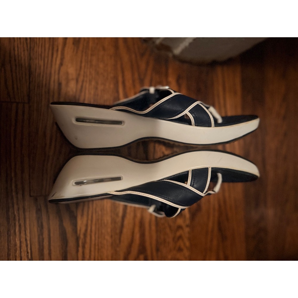Cole Haan G Series Sandals Women Navy Blue Good Nike Air Wedge Thong Buckle - Picture 5 of 8